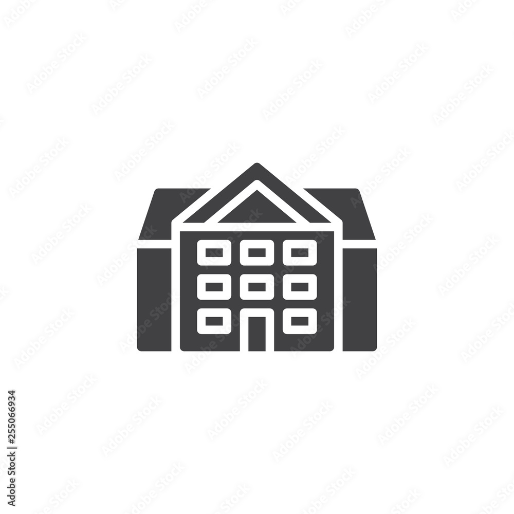 School building vector icon. filled flat sign for mobile concept and web design. Public University building glyph icon. Symbol, logo illustration. Pixel perfect vector graphics School building vector icon. filled flat sign for mobile concept and web design. Public University building glyph icon. Symbol, logo illustration. Pixel perfect vector graphics