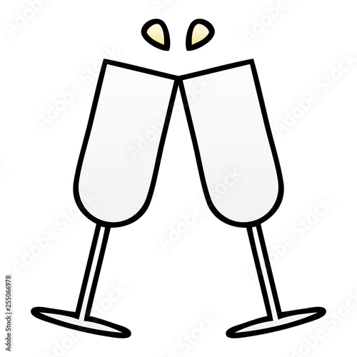 gradient shaded cartoon clinking champagne flutes