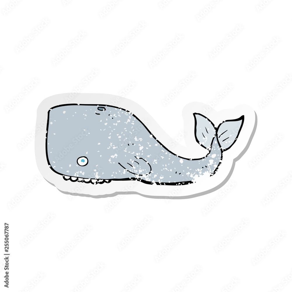 retro distressed sticker of a cartoon whale retro distressed sticker of a cartoon whale