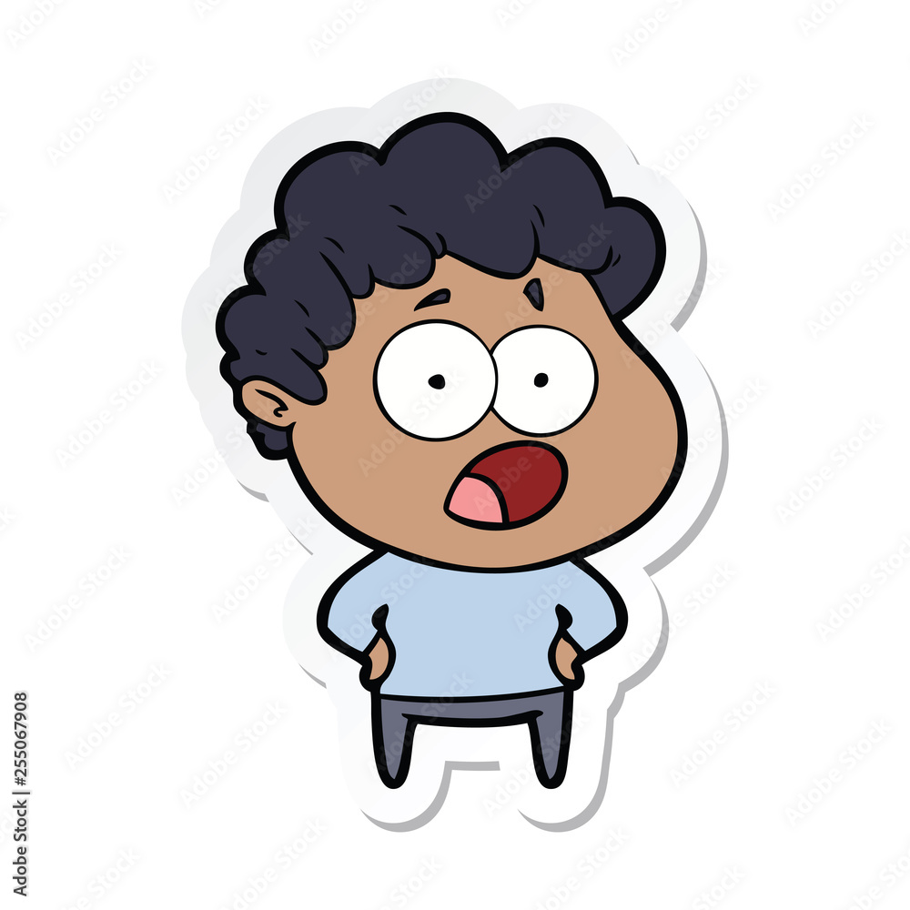 sticker of a cartoon shocked man sticker of a cartoon shocked man