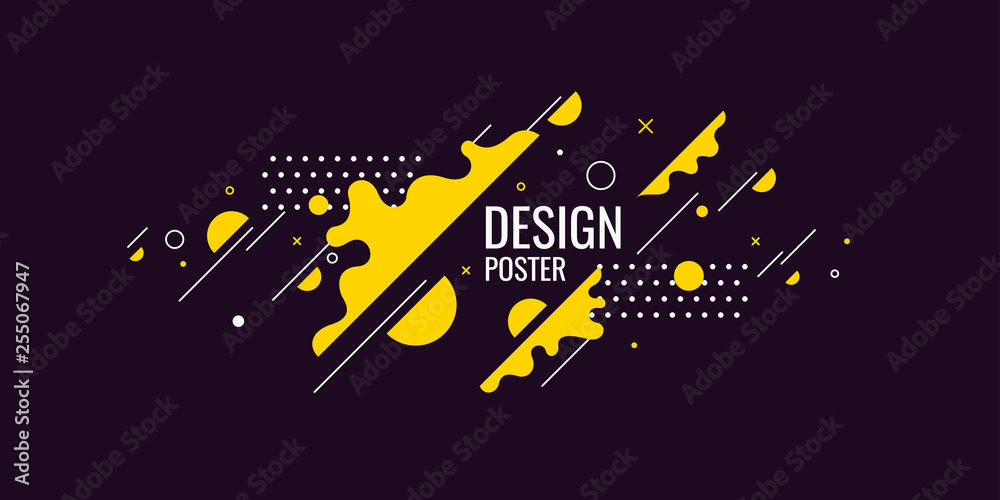Fototapeta premium Trendy abstract art geometric background with flat, minimalistic style. Vector poster