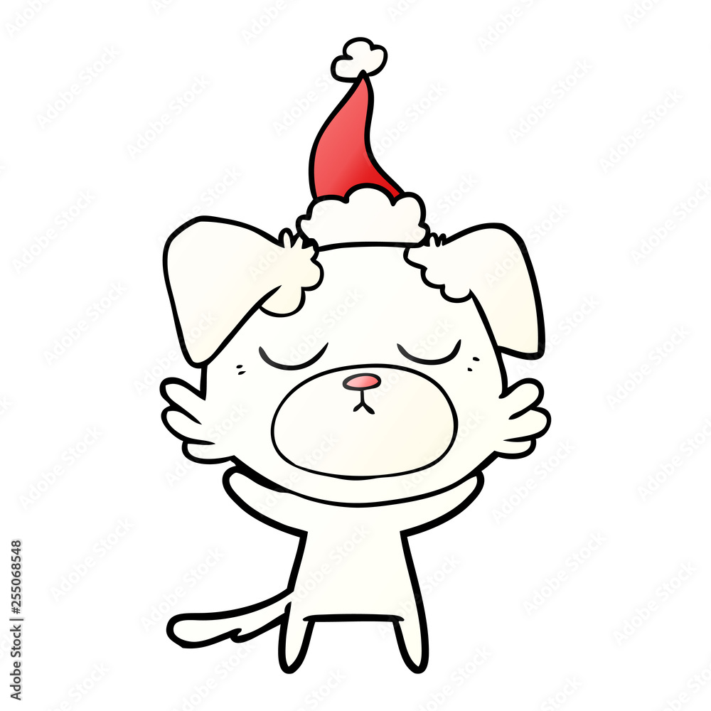 cute gradient cartoon of a dog wearing santa hat cute gradient cartoon of a dog wearing santa hat