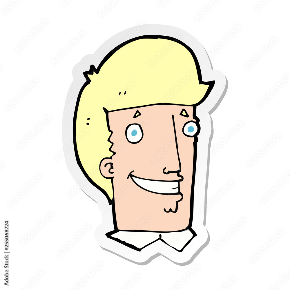 sticker of a cartoon happy man