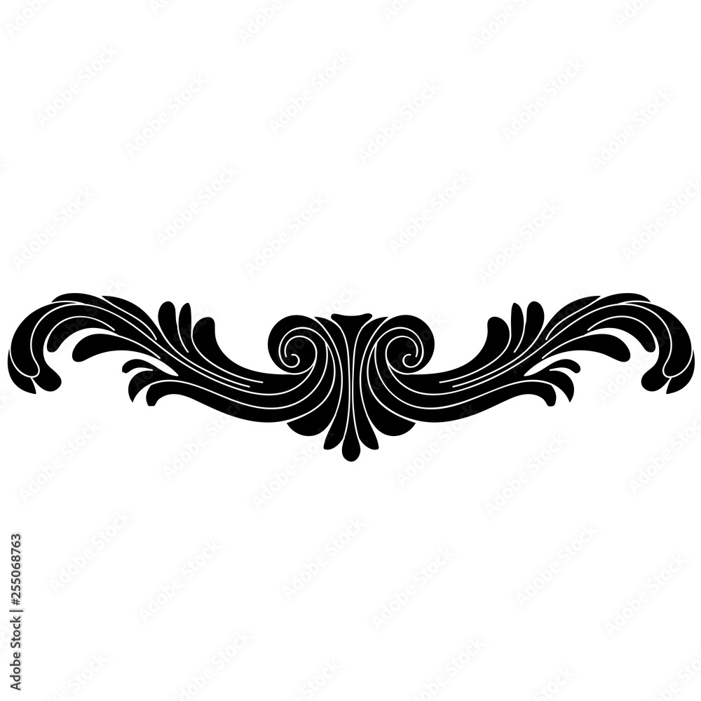 Fototapeta premium Black vintage baroque ornament, corner. Retro pattern antique style acanthus.