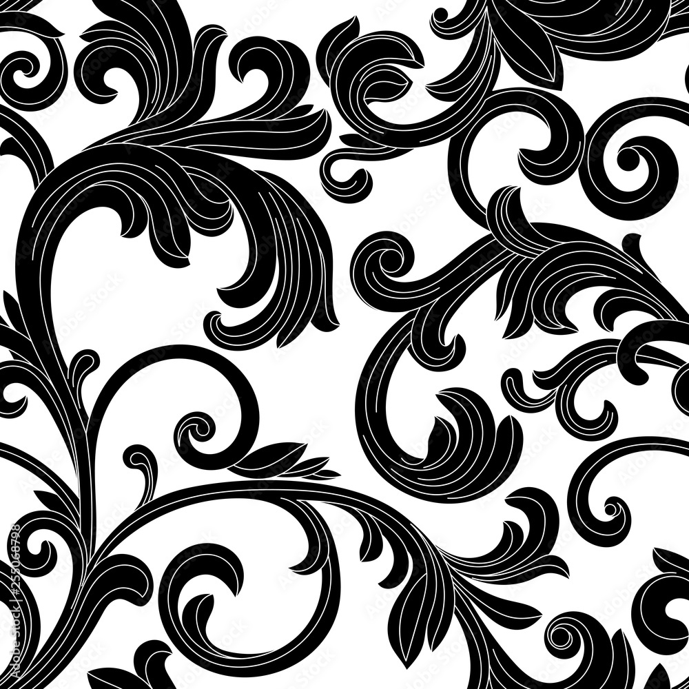 Black seamless floral pattern, ornament, backround. Vector. Black seamless floral pattern, ornament, backround. Vector.
