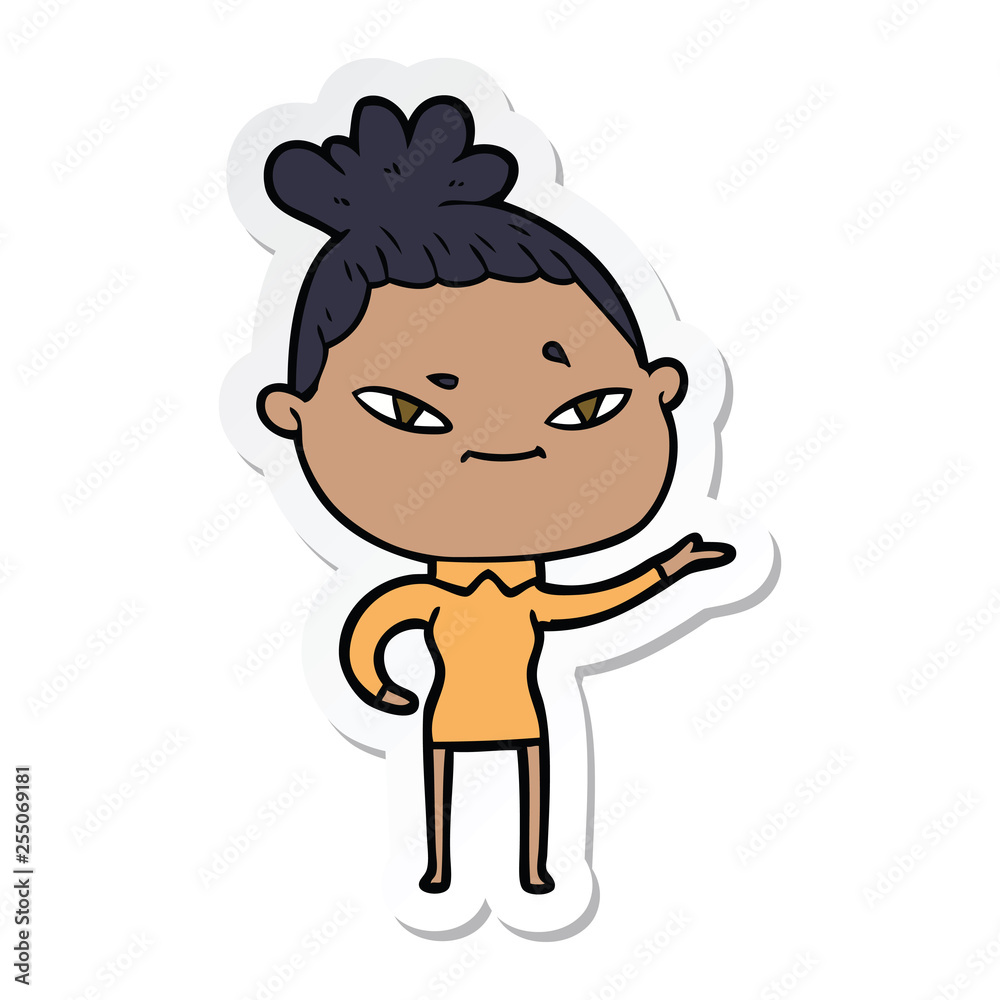sticker of a cartoon woman sticker of a cartoon woman