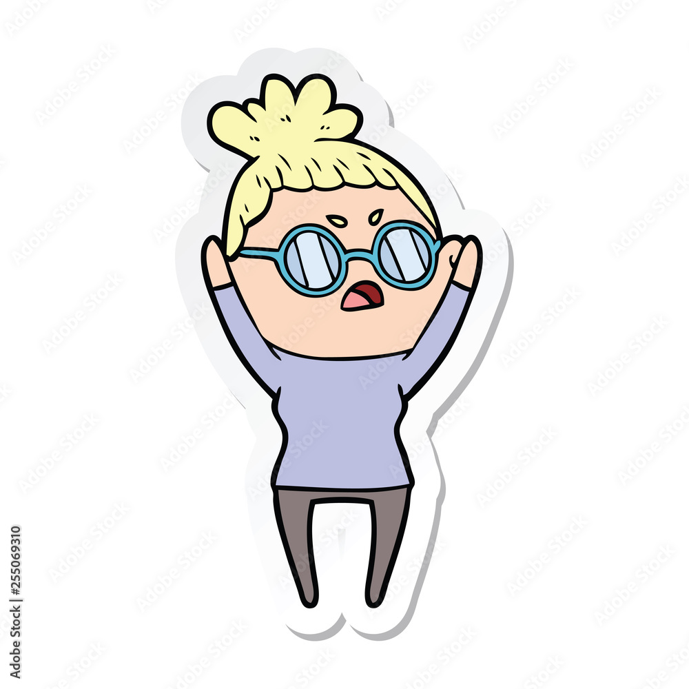 sticker of a cartoon annoyed woman