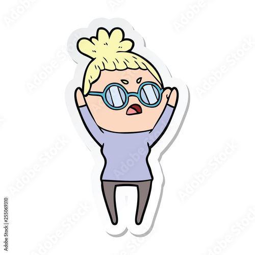 sticker of a cartoon annoyed woman