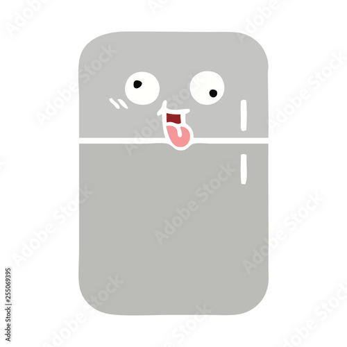 flat color retro cartoon fridge freezer
