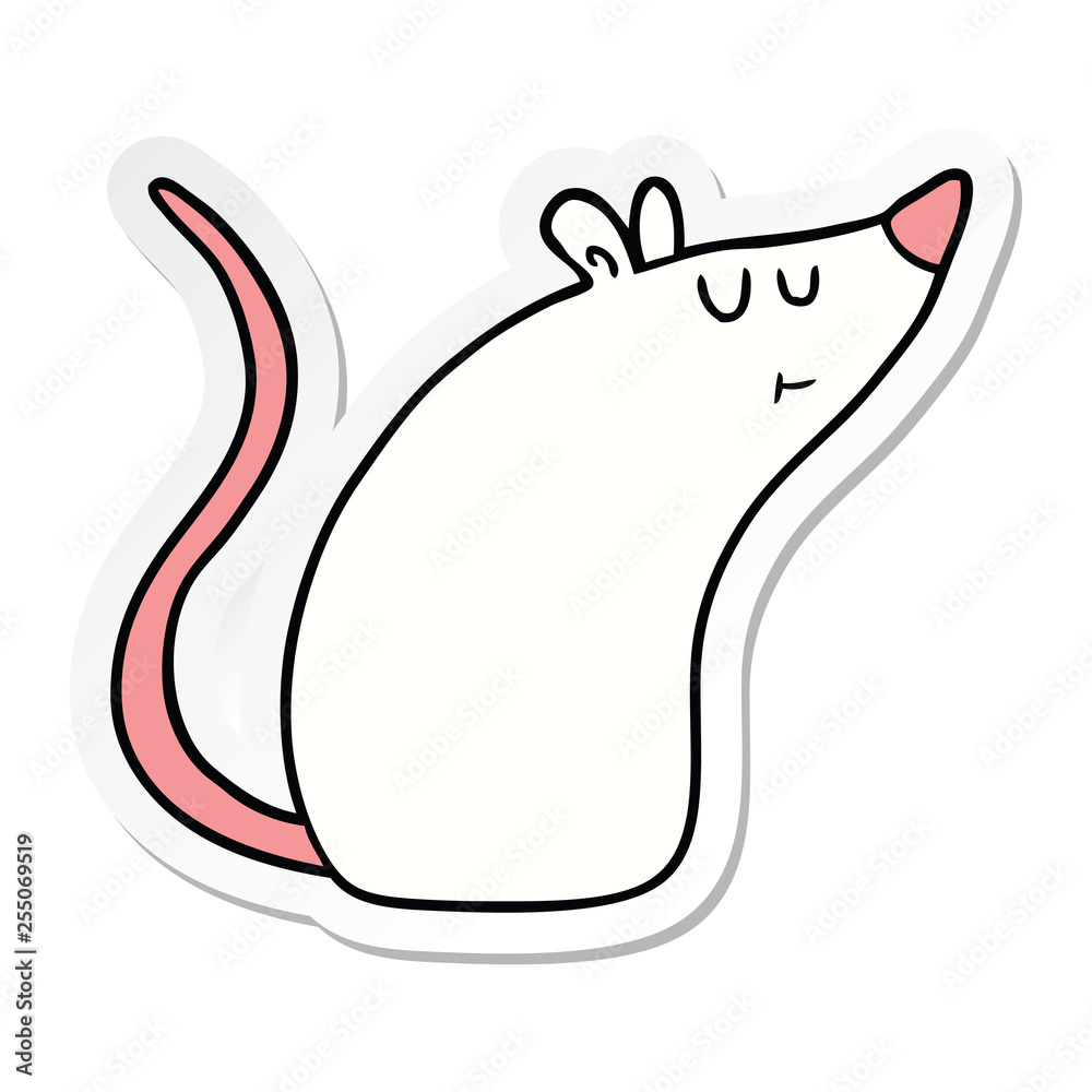 sticker of a cartoon white mouse