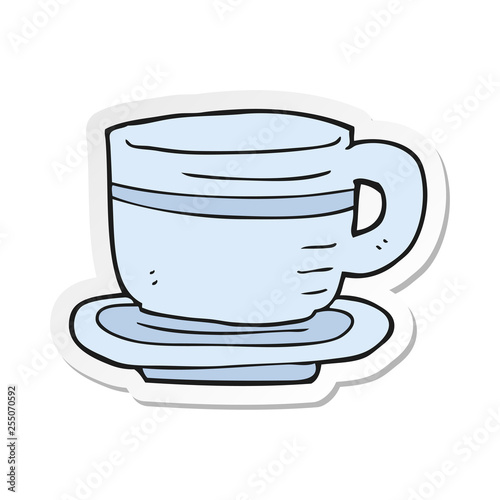 sticker of a cartoon cup and saucer