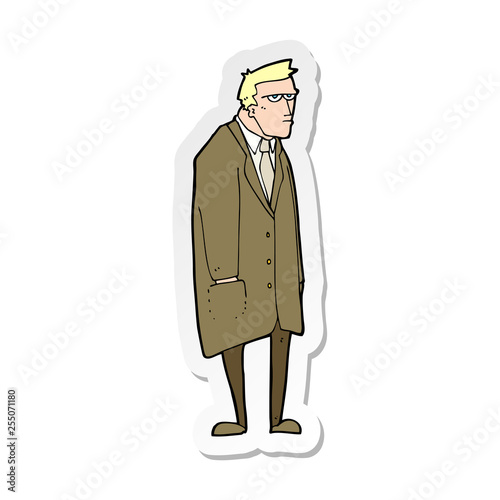 sticker of a cartoon bad tempered man