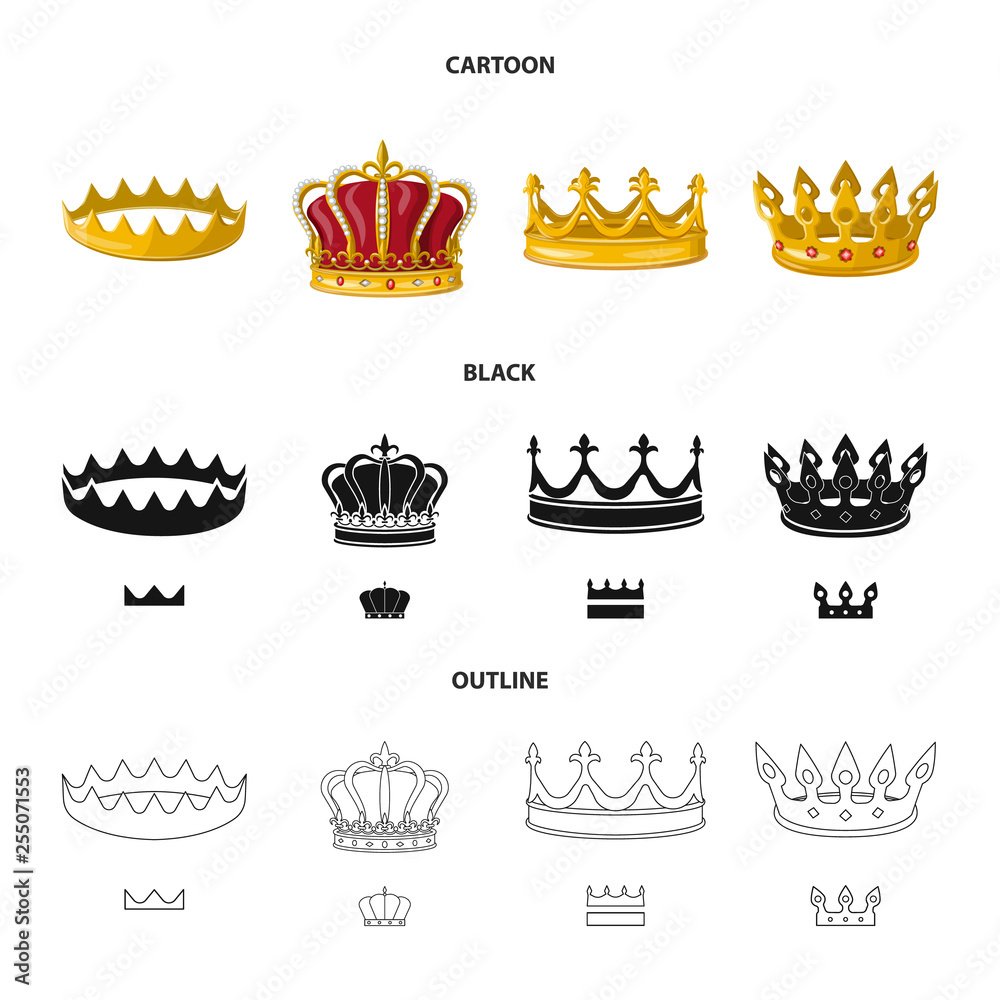 Vector illustration of medieval and nobility logo. Set of medieval and monarchy stock vector illustration.