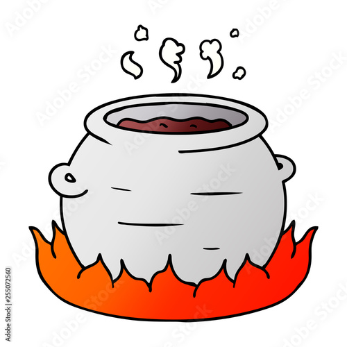 gradient cartoon doodle of a pot of stew
