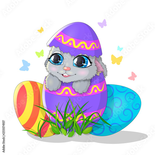 Vector illustration of Easter Bunny in egg. EPS 10