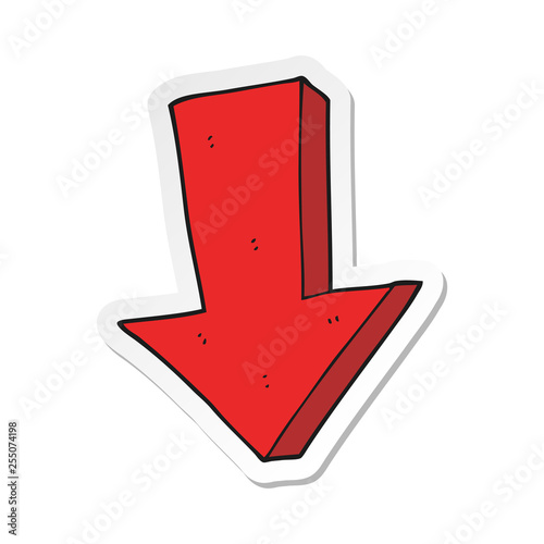 sticker of a cartoon arrow pointing down