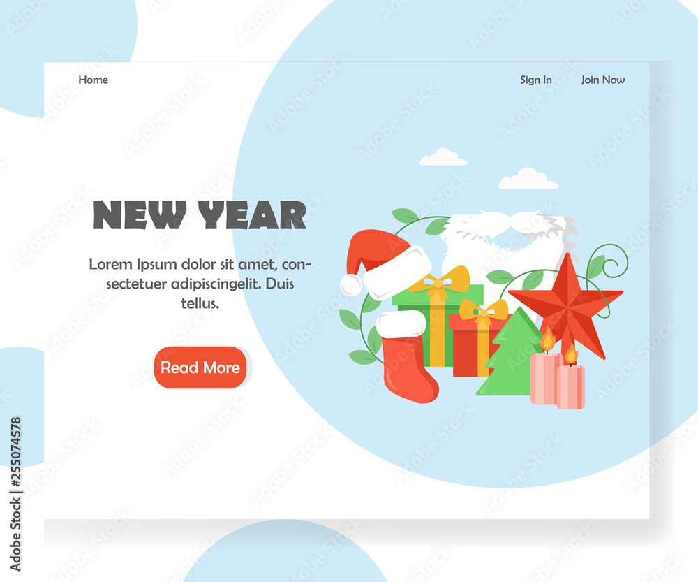 New Year vector website landing page design template