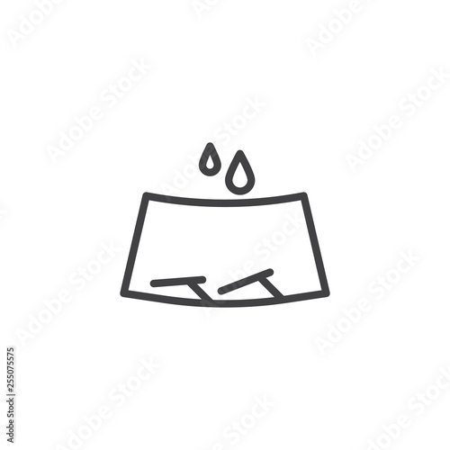 Windscreen wipers and rain drops line icon. linear style sign for mobile concept and web design. Car windshield outline vector icon. Symbol, logo illustration. Pixel perfect vector graphics
