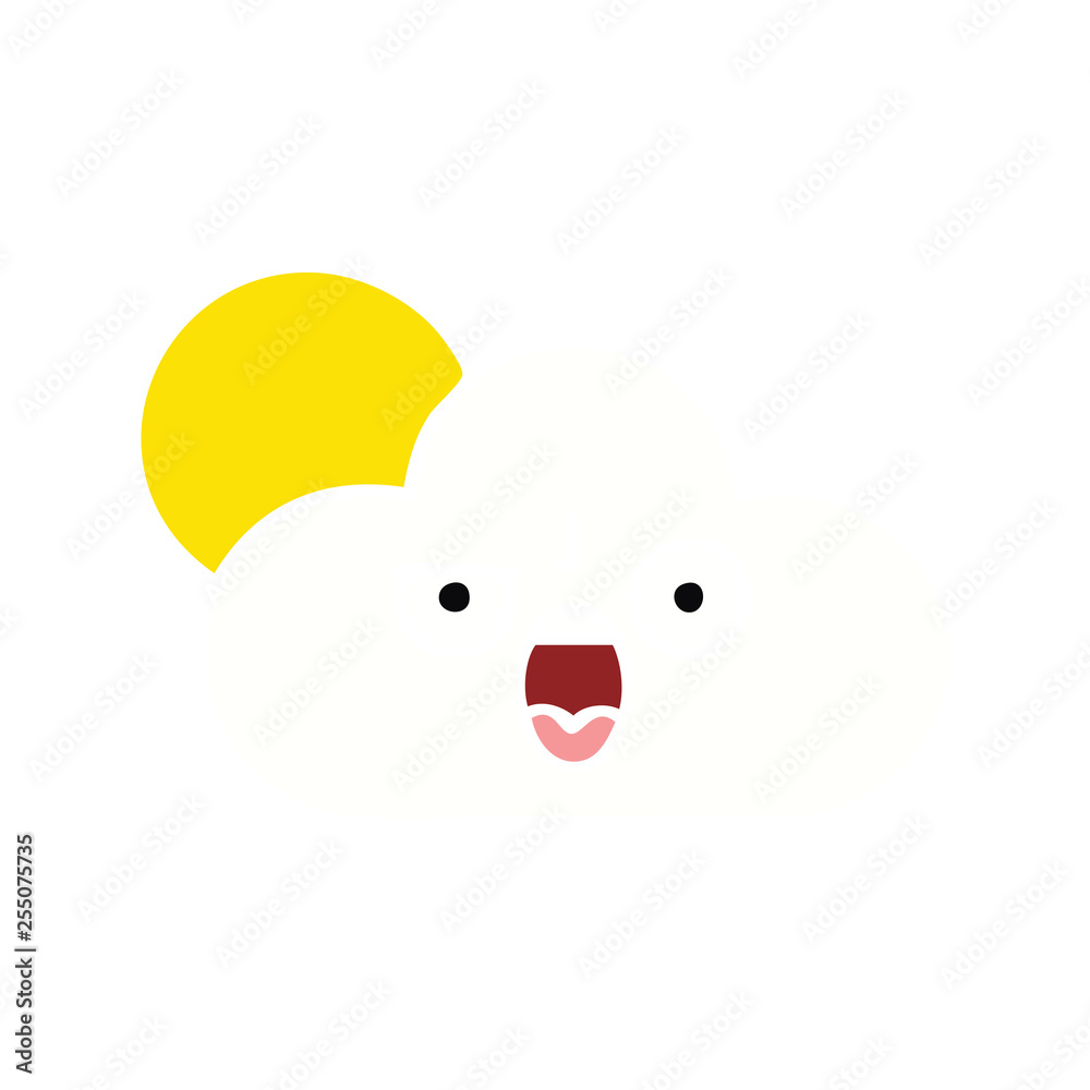 flat color retro cartoon sun and cloud flat color retro cartoon sun and cloud