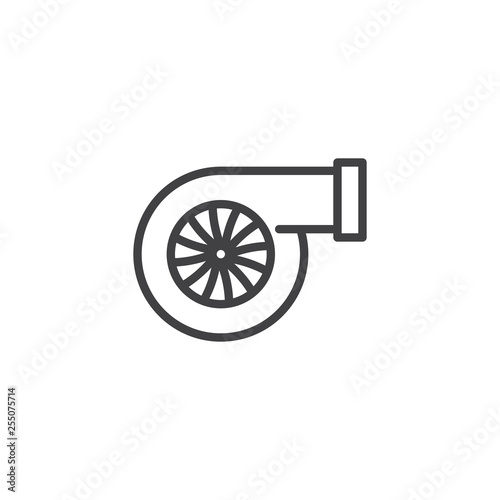 Car turbo line icon. linear style sign for mobile concept and web design. Turbocharger automotive part outline vector icon. Symbol, logo illustration. Pixel perfect vector graphics