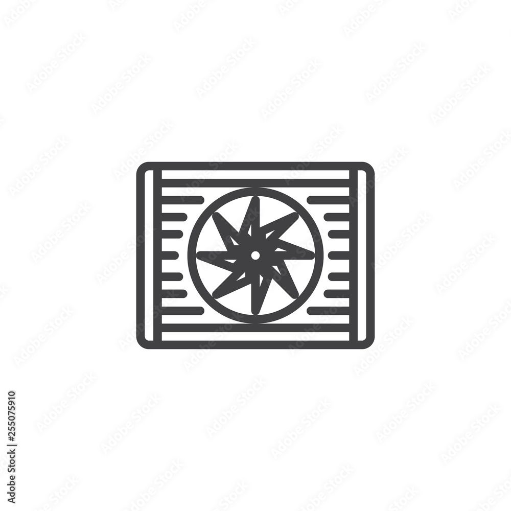 Car radiator line icon. linear style sign for mobile concept and web design. Radiator cooling system outline vector icon. Symbol, logo illustration. Pixel perfect vector graphics Car radiator line icon. linear style sign for mobile concept and web design. Radiator cooling system outline vector icon. Symbol, logo illustration. Pixel perfect vector graphics
