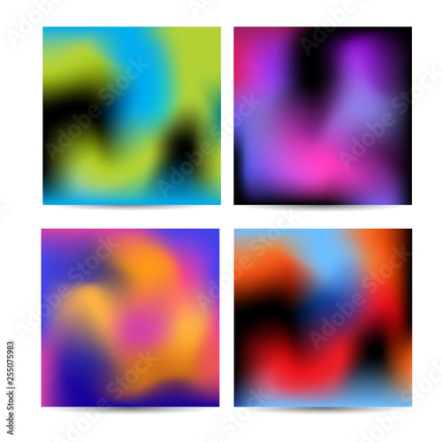 Vector illustration eps10 with four hi-contrast mesh gradient templates. Gradients with saturated neon colors.
