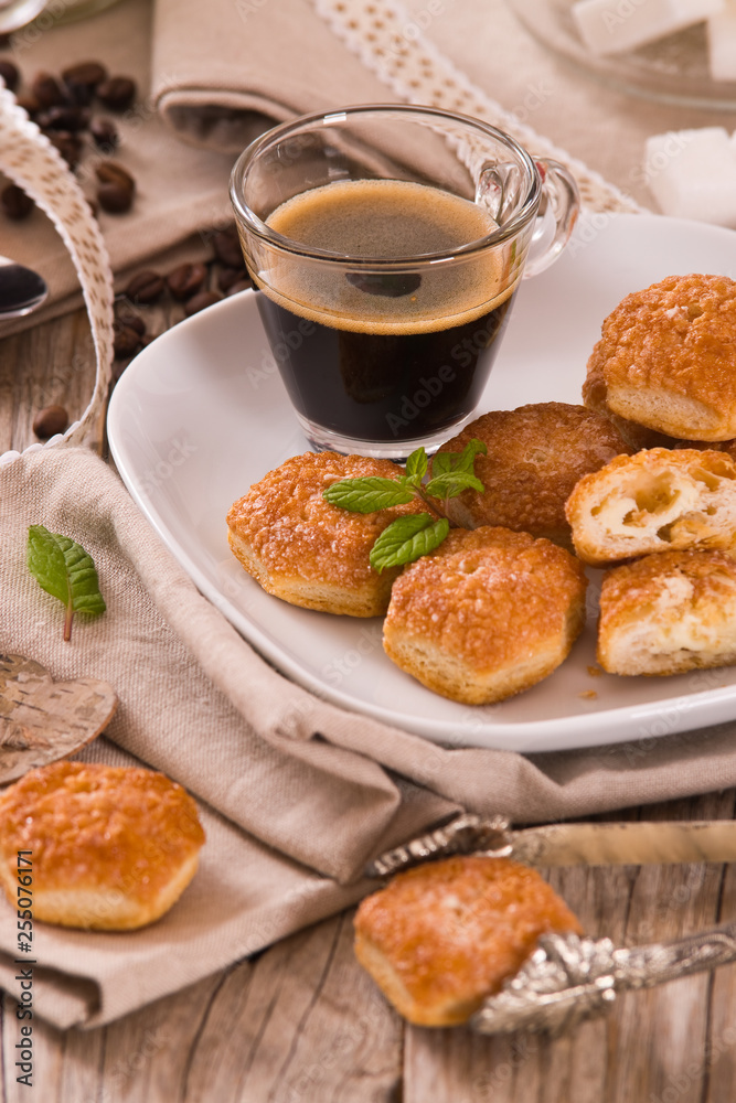 Puff pastries with custrad cream. Puff pastries with custrad cream.