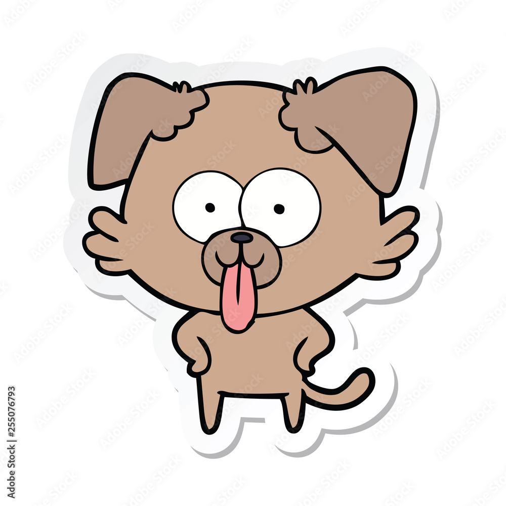 sticker of a cartoon dog with tongue sticking out sticker of a cartoon dog with tongue sticking out