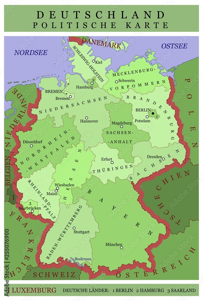 Germany political map green shades in Germany Germany political map green shades in Germany