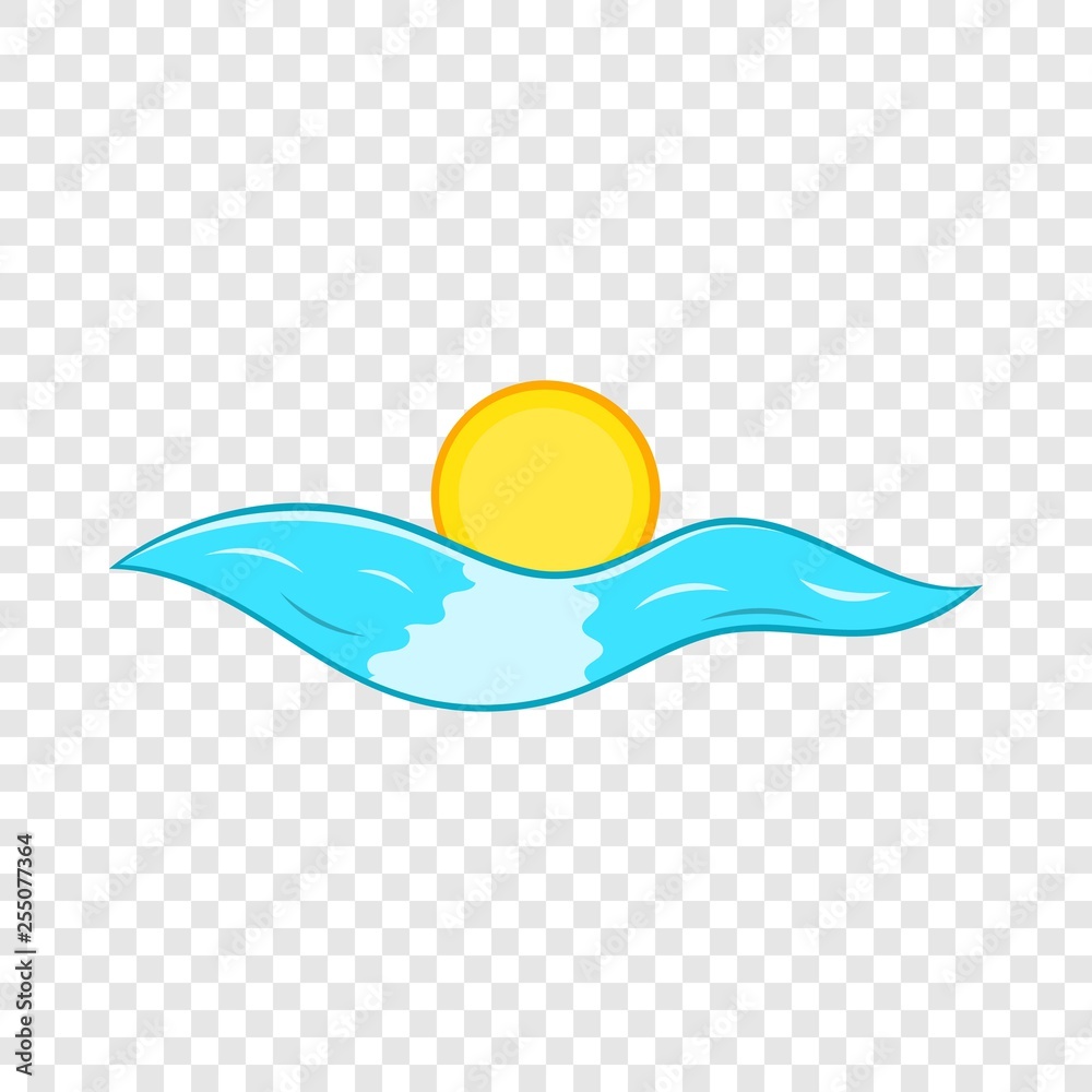 Sun and sea waves icon in cartoon style on a background for any web design Sun and sea waves icon in cartoon style on a background for any web design