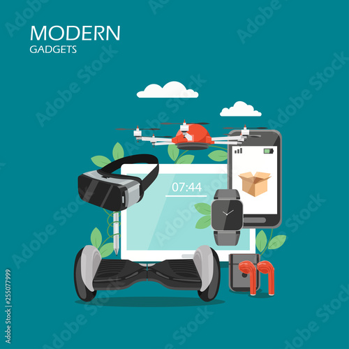 Modern gadgets vector flat style design illustration