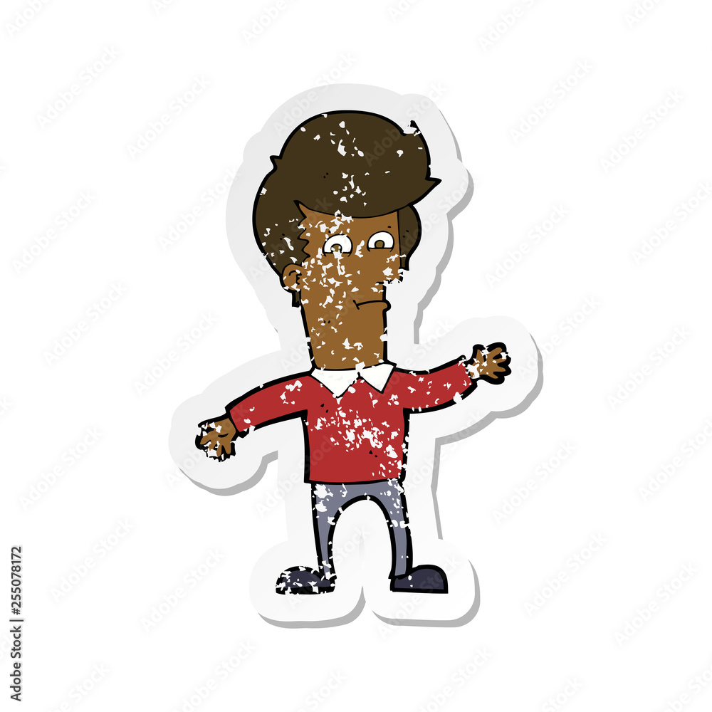 Fototapeta premium retro distressed sticker of a cartoon waving man