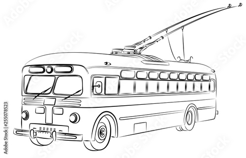 Sketch of old trolleybus.