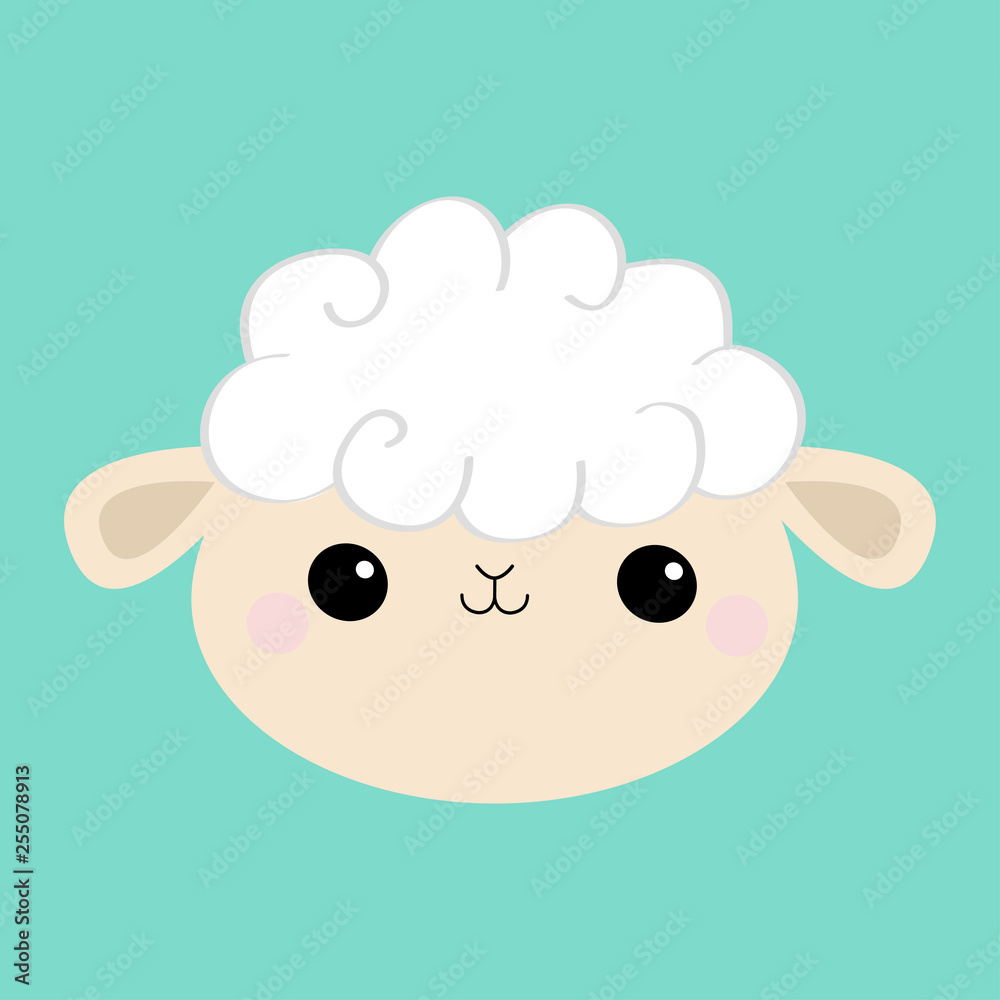 Sheep lamb face head round icon. Cloud shape. Cute cartoon kawaii funny smiling baby character. Nursery decoration. Sweet dreams. Flat design. Blue background. Isolated. Sheep lamb face head round icon. Cloud shape. Cute cartoon kawaii funny smiling baby character. Nursery decoration. Sweet dreams. Flat design. Blue background. Isolated.