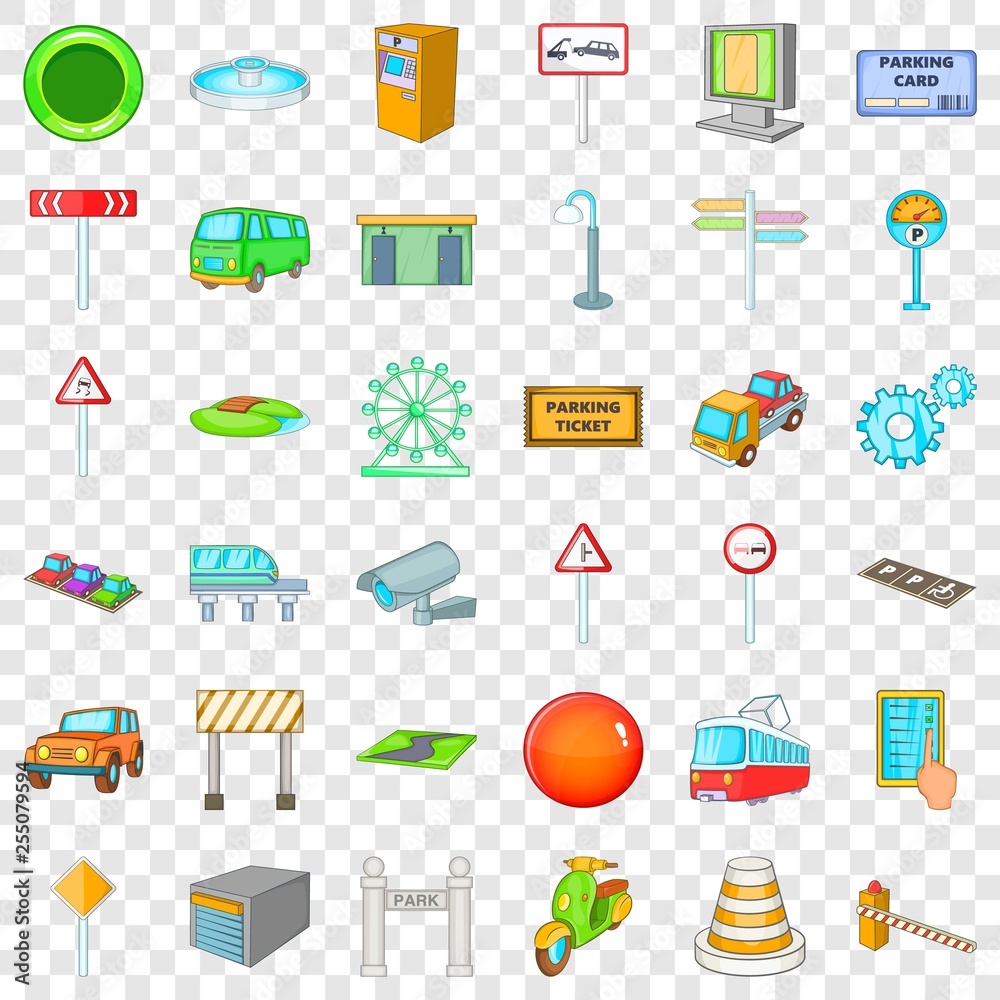 City geography icons set. Cartoon style of 36 city geography vector icons for web for any design