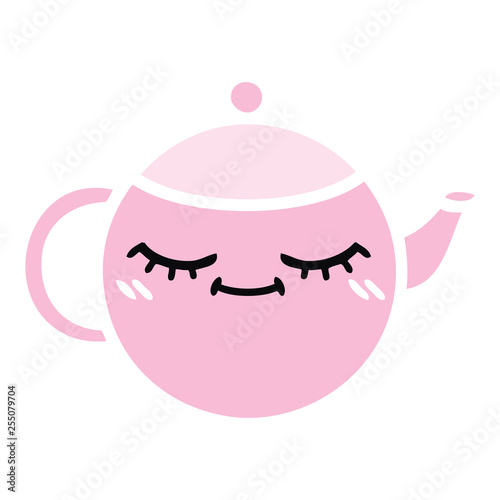flat color retro cartoon teapot