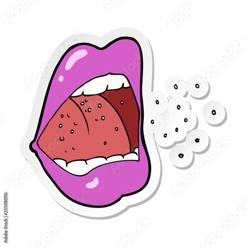 sticker of a cartoon sneezing mouth