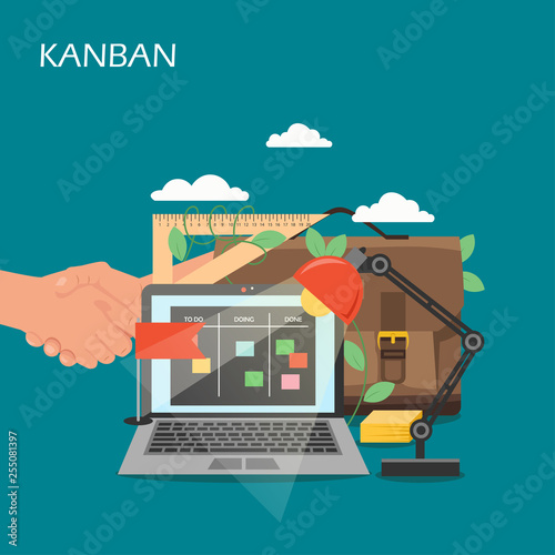 Kanban concept vector flat style design illustration