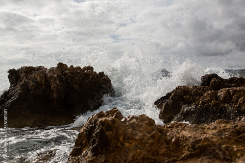 Waves at the coast, island Mallorca Spain