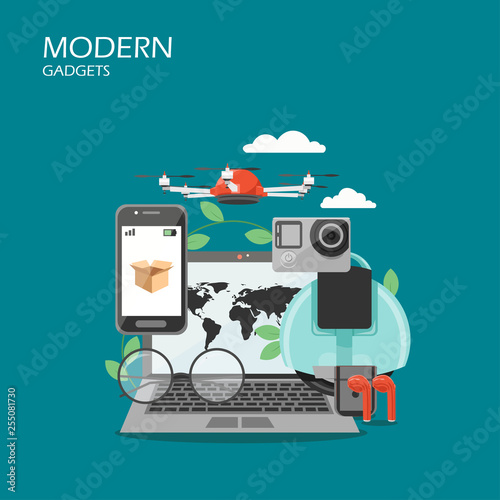 Modern gadgets vector flat style design illustration