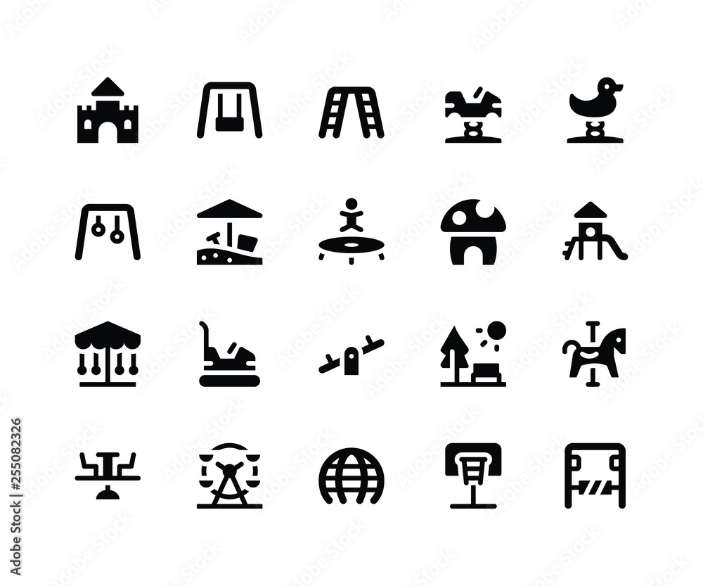 Simple Set of Playground Related Vector Glyph Icons. Contains such ...