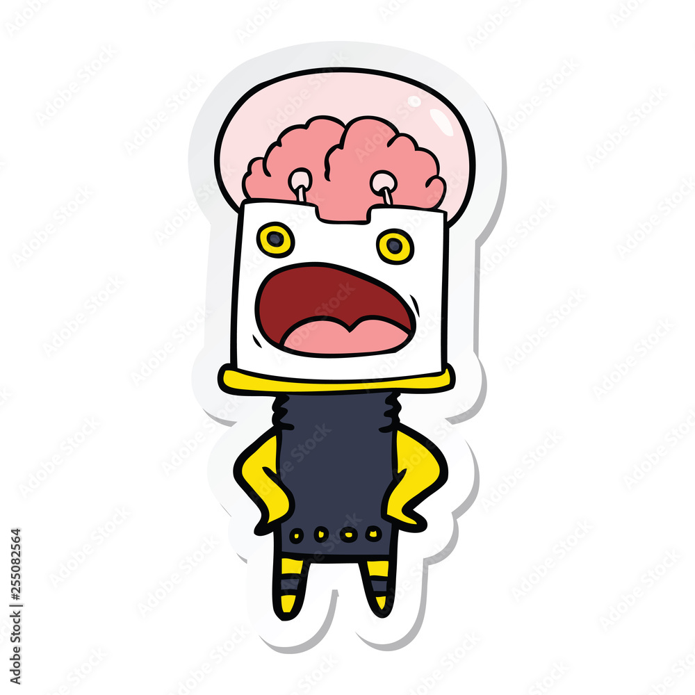 sticker of a cartoon robot