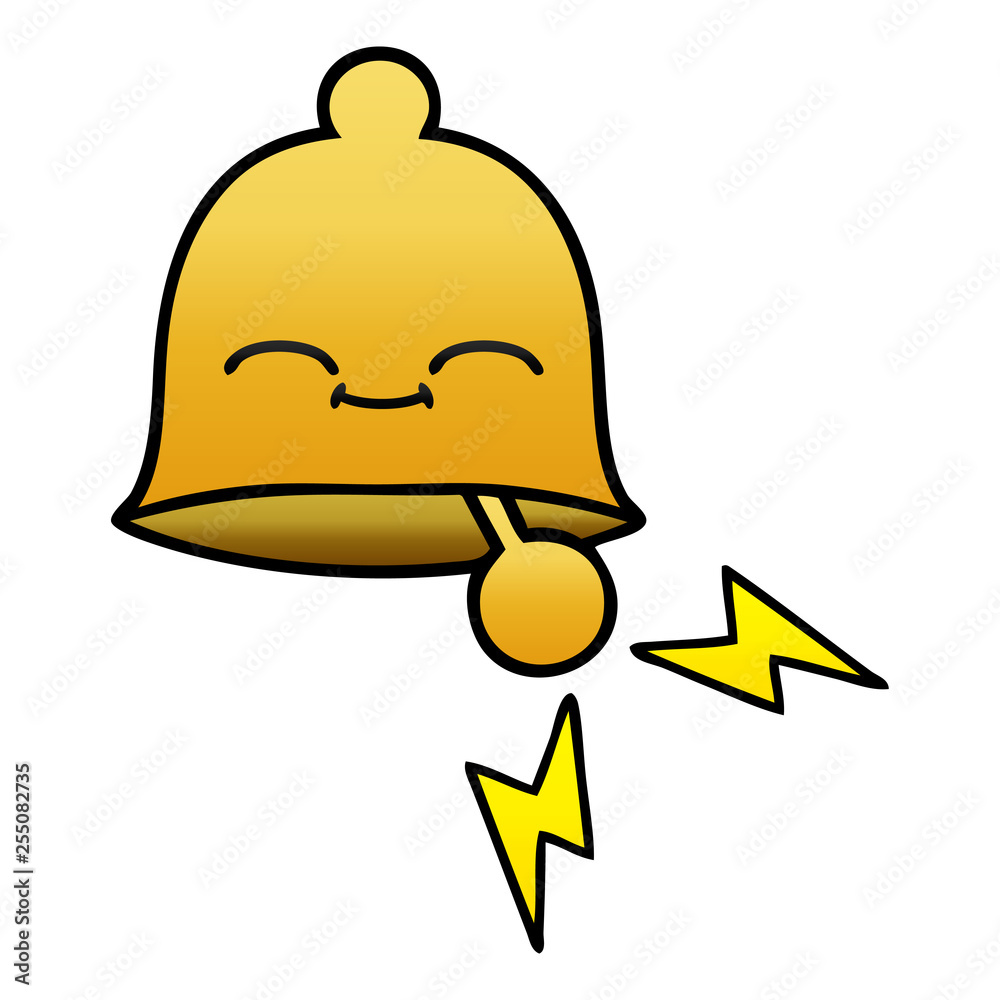 gradient shaded cartoon ringing bell gradient shaded cartoon ringing bell