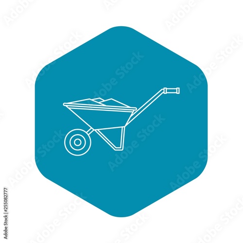 Wheelbarrow icon. Outline illustration of wheelbarrow vector icon for web design