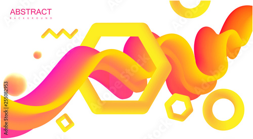 Creative background with abstract neon pink and yellow spectrum pattern.