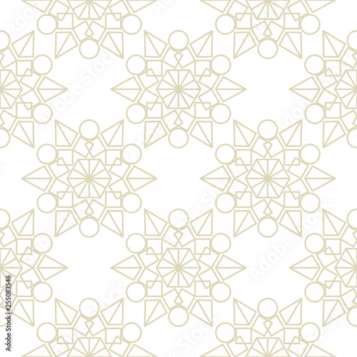 Olive green print on white. Seamless geometric pattern