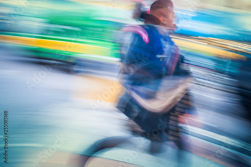 Walking Woman - Colorful Blurred Motion Background