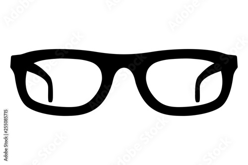 Glasses. Black flat icon. Front view