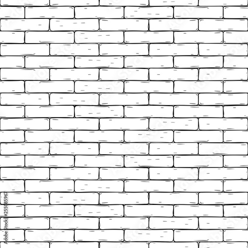Brick wall. Hand drawn seamless background