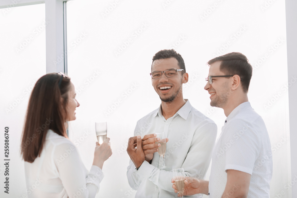 close up.the business team celebrates the successful start of a new project. close up.the business team celebrates the successful start of a new project.